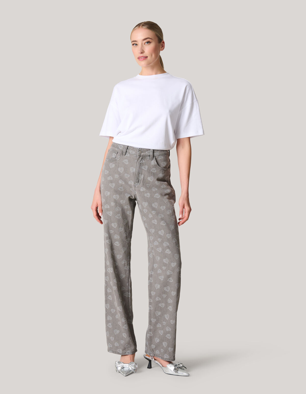 Jacquard Straight Fit Jeans Hellgrau SHOEBY WOMEN