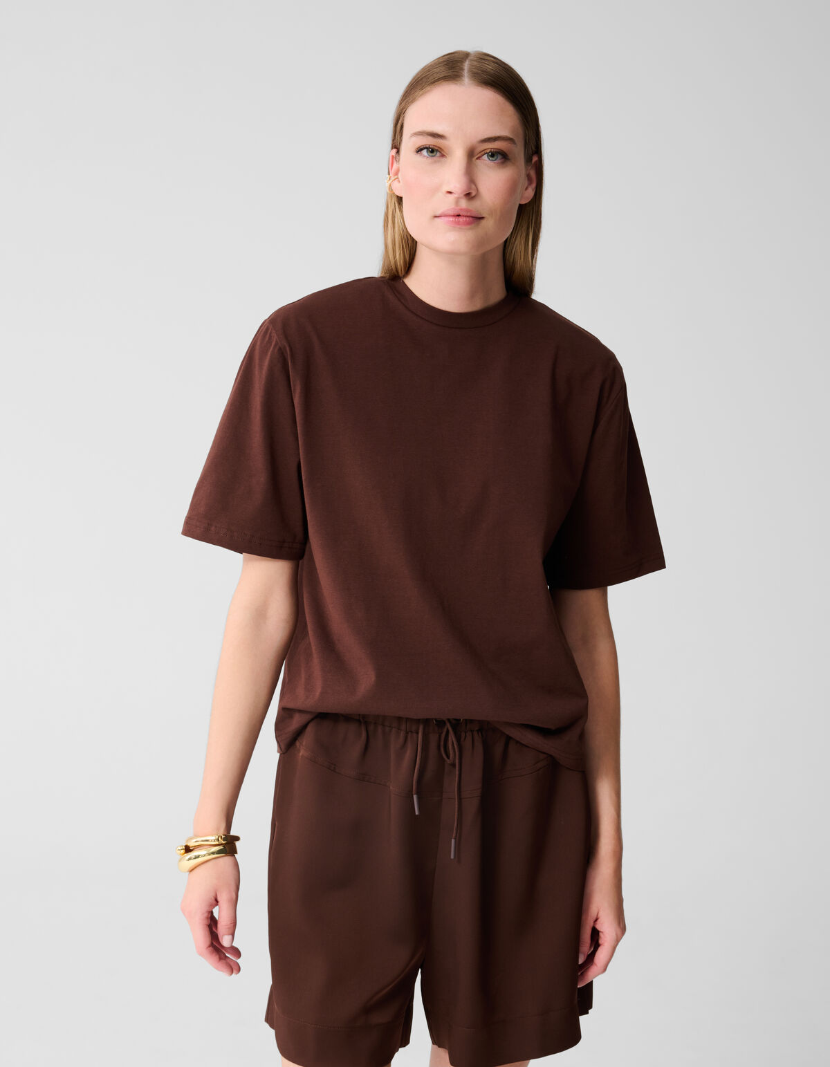 Gepolstertes T-shirt Dunkelbraun SHOEBY WOMEN
