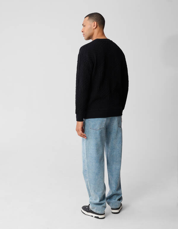 Wellenstruktur Pullover Schwarz SHOEBY MEN