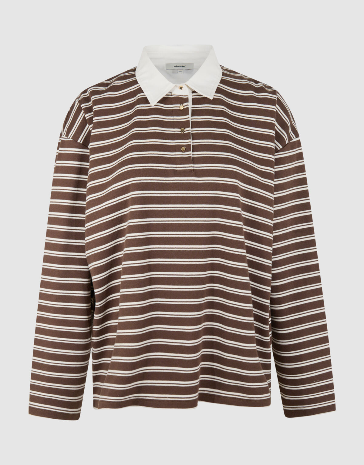 Oversized Stripe Polo T-Shirt Braun SHOEBY WOMEN