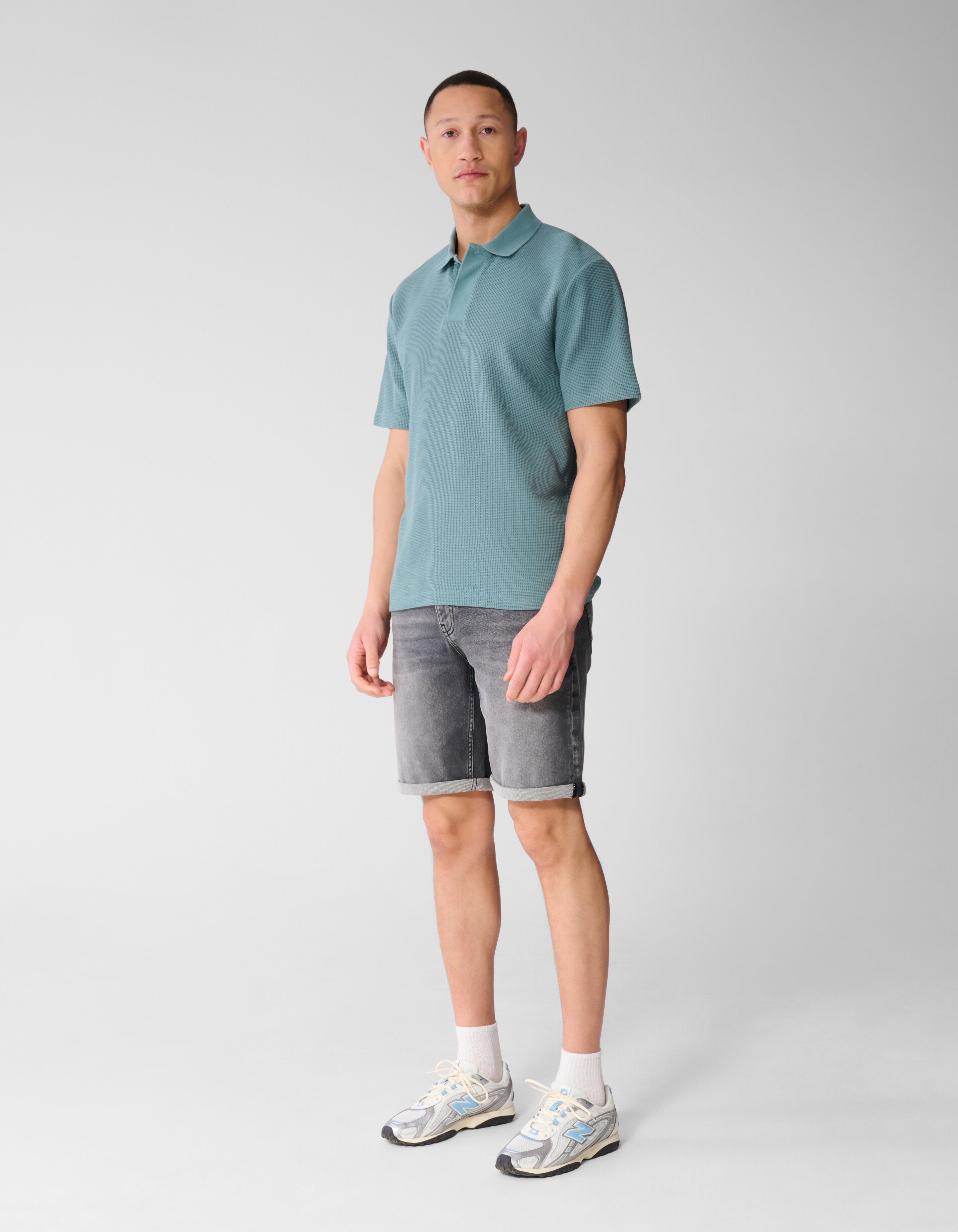 Waffel Polo Dunkelgr&uuml;n SHOEBY MEN