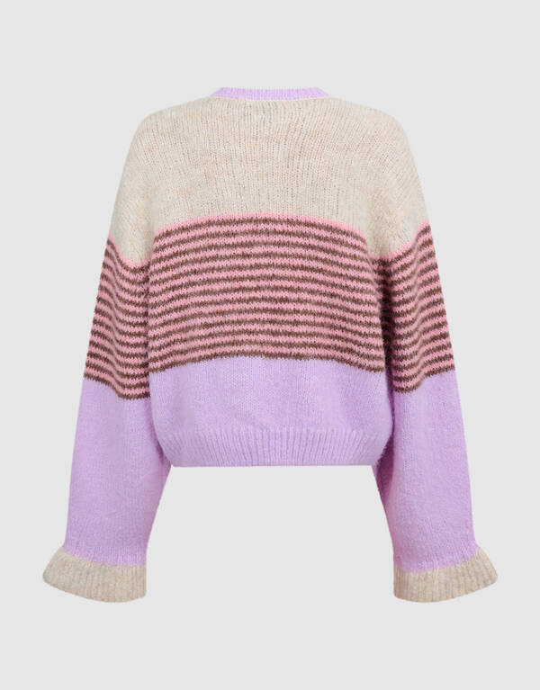 Flauschige gestreifte Strickjacke in gebrochenem W SHOEBY GIRLS
