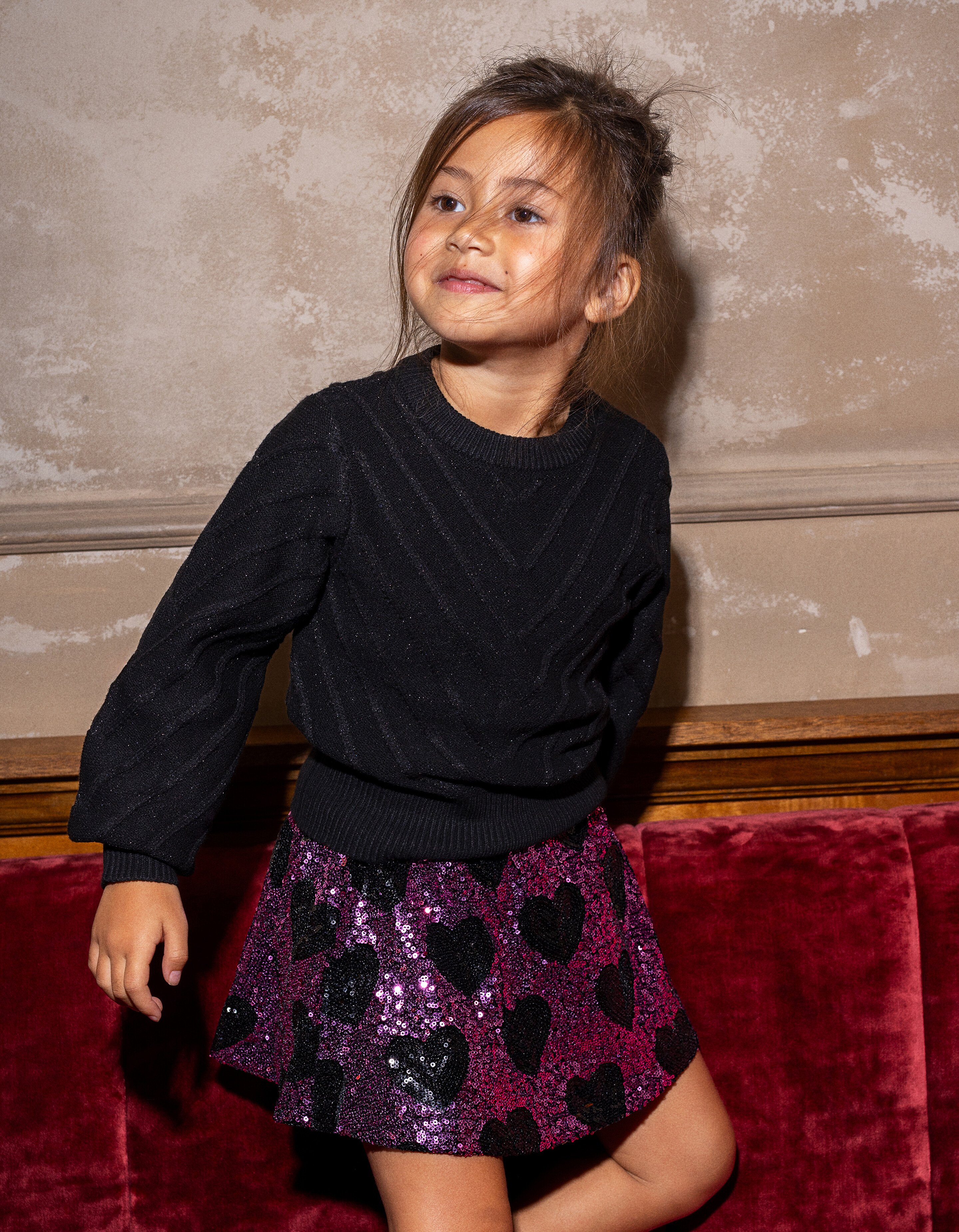 Schwarzer Glitzer-Strickpullover SHOEBY GIRLS