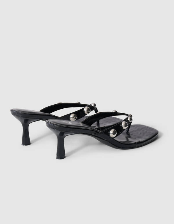 Nieten Slipper Abs&auml;tze Schwarz SHOEBY SHOES