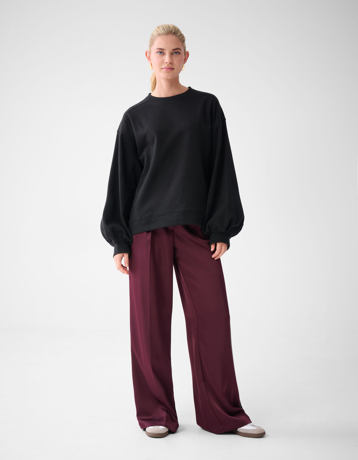 Satin Pantaloons mit weitem Bein Dunkelrot von Lon SHOEBY WOMEN