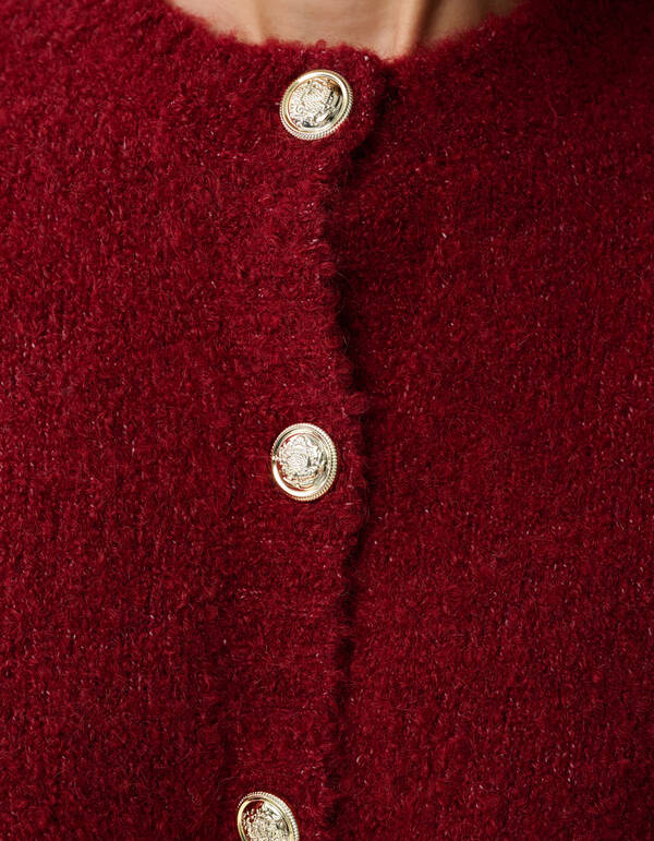 Teddy Strickweste Dunkelrot SHOEBY WOMEN