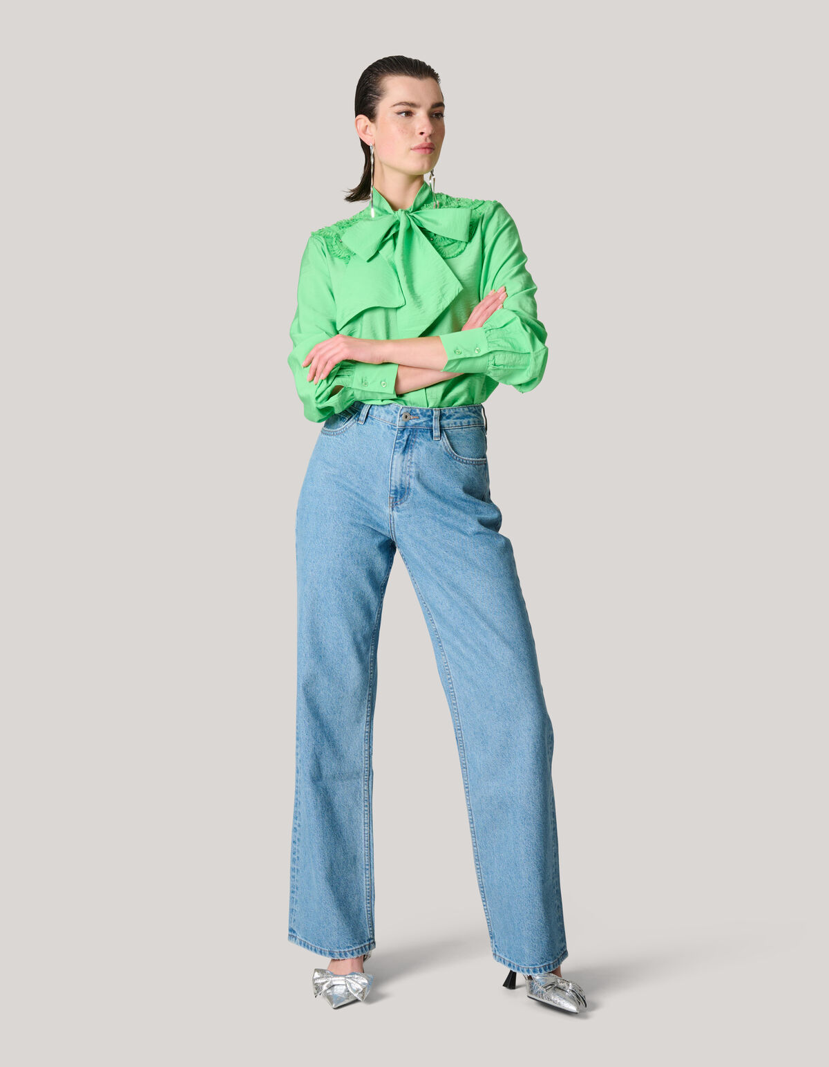 Schleife Strass Bluse Gr&uuml;n SHOEBY WOMEN