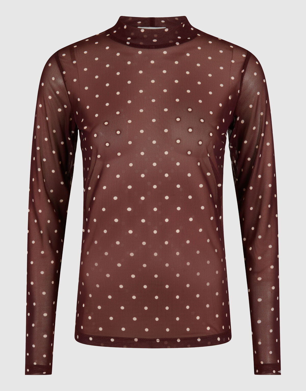 Dunkelbraunes Mesh-Dot-Top SHOEBY WOMEN