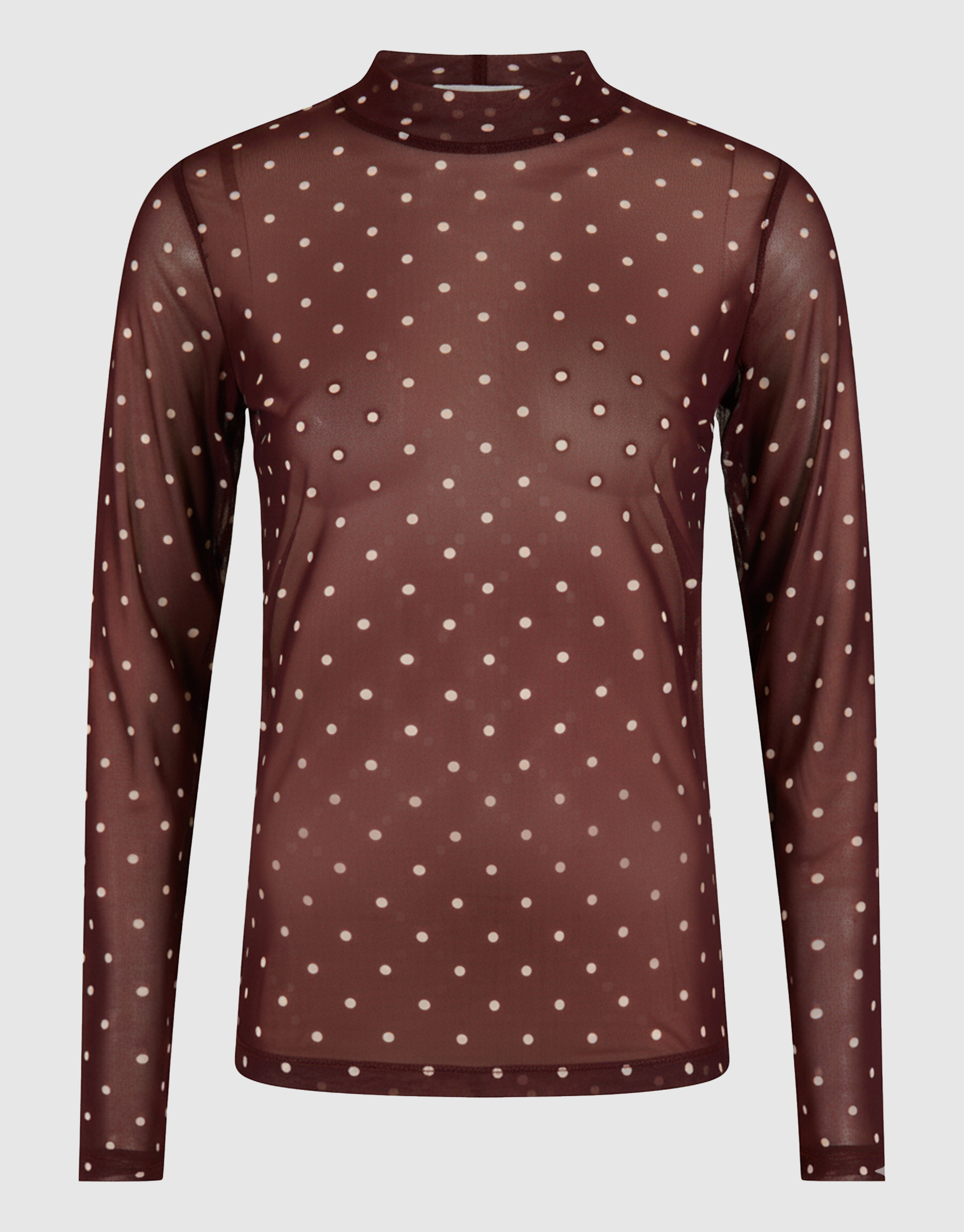 Dunkelbraunes Mesh-Dot-Top SHOEBY WOMEN