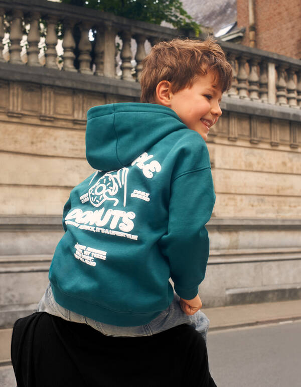 Oversized Fit Donut Hoodie Dunkelgr&uuml;n SHOEBY BOYS