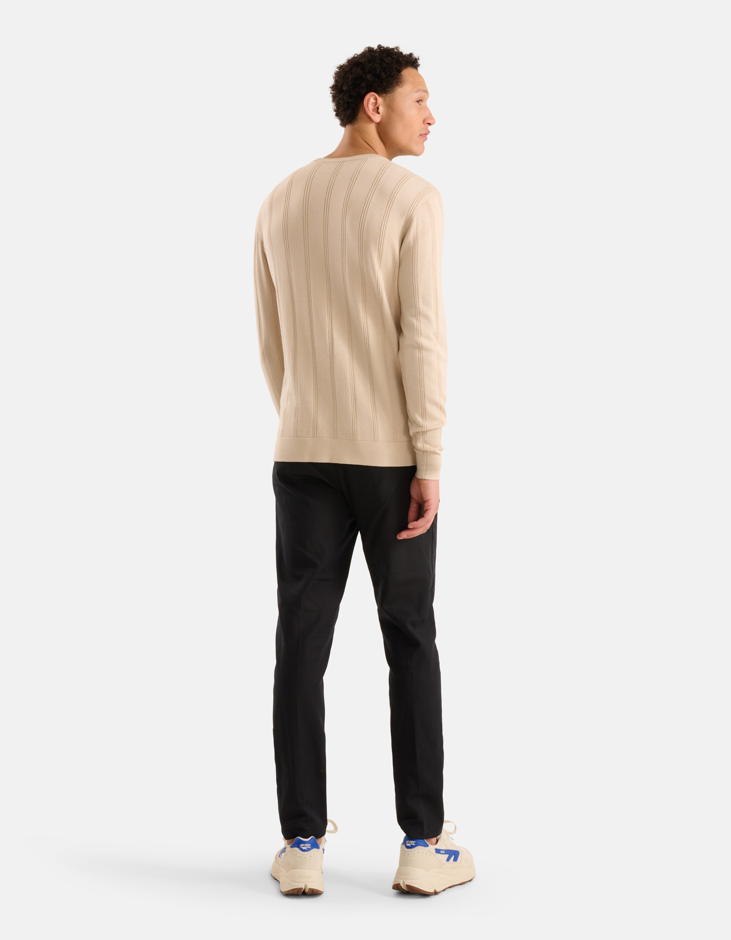 Gestreifter Pullover mit Rundhalsausschnitt Beige SHOEBY MEN
