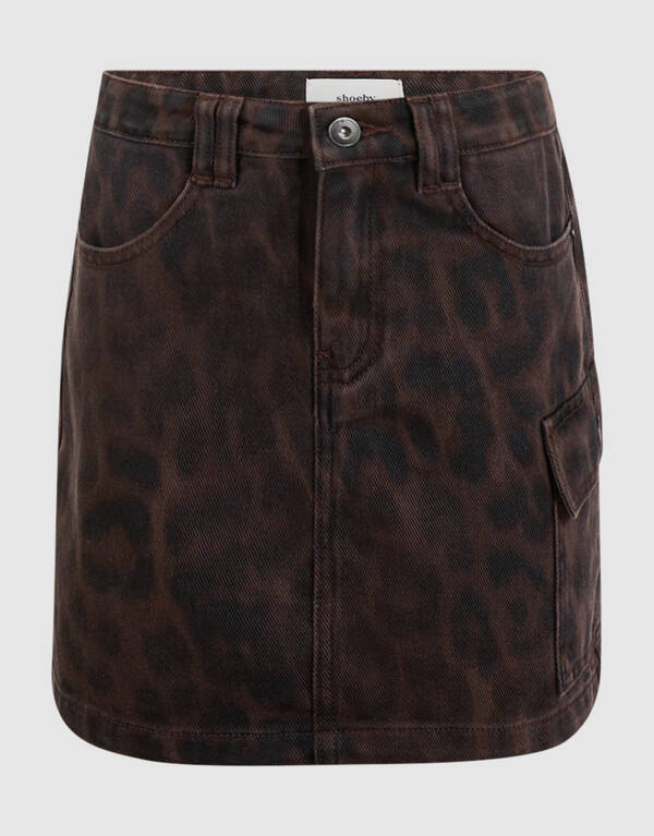 Rock aus Twill mit Leopardenmuster Braun SHOEBY GIRLS