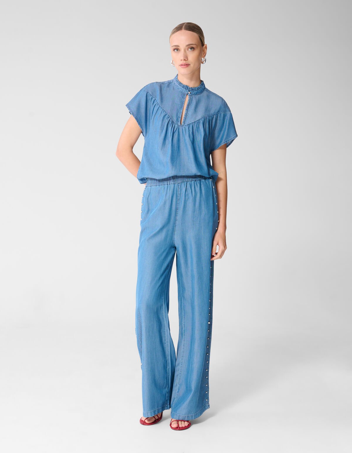 Stud Denim R&uuml;schenoberteil Blau SHOEBY WOMEN