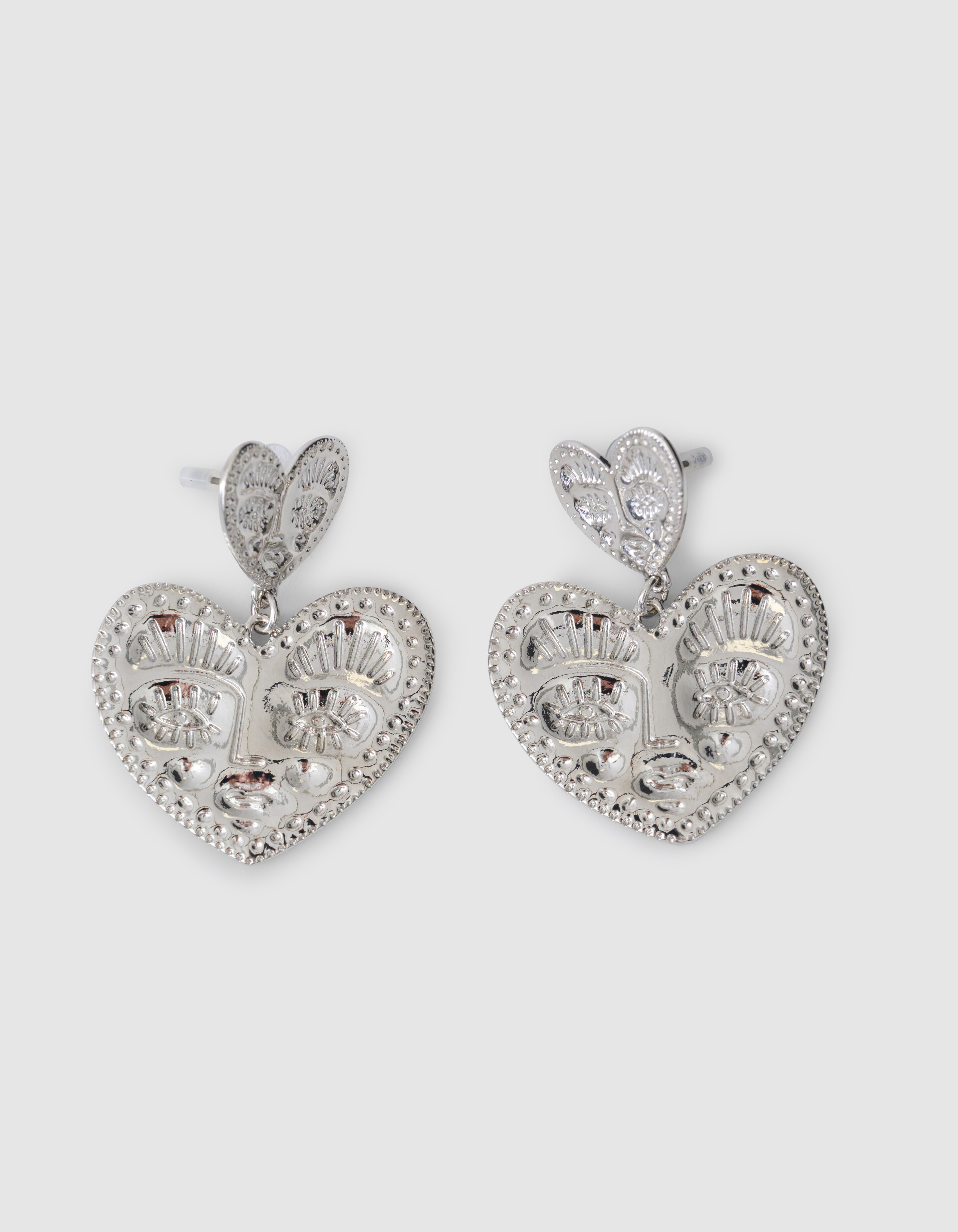 Gesicht Herz Ohrringe Silber SHOEBY ACCESSOIRES