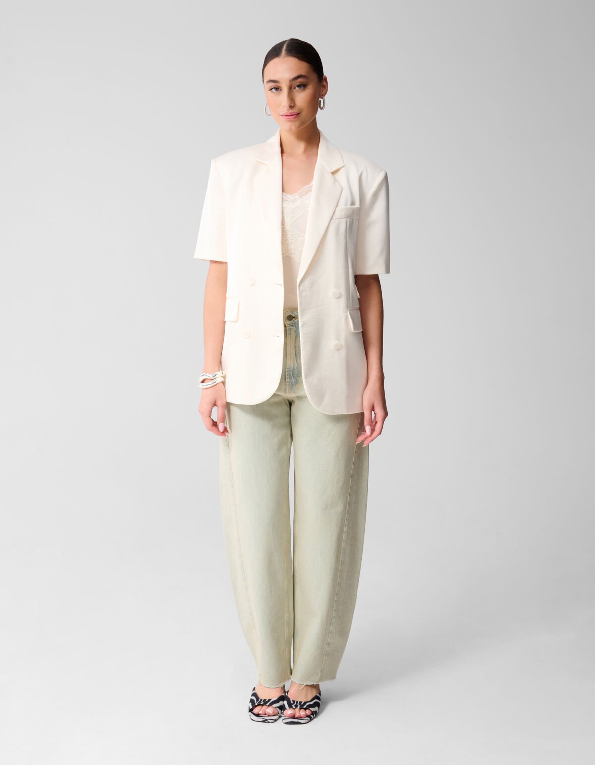 Kurzärmeliger Blazer Off White SHOEBY WOMEN