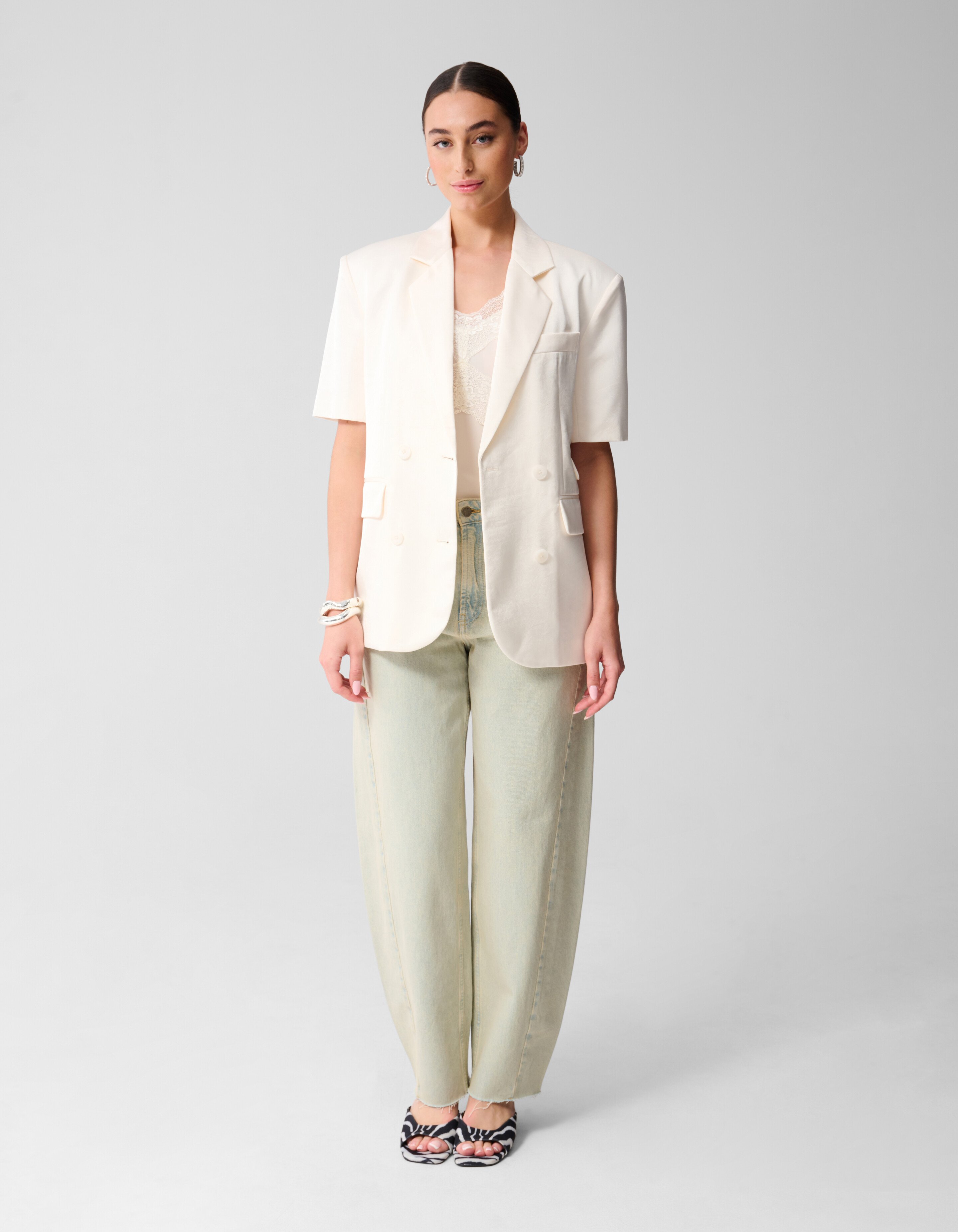 Kurzärmeliger Blazer Off White SHOEBY WOMEN