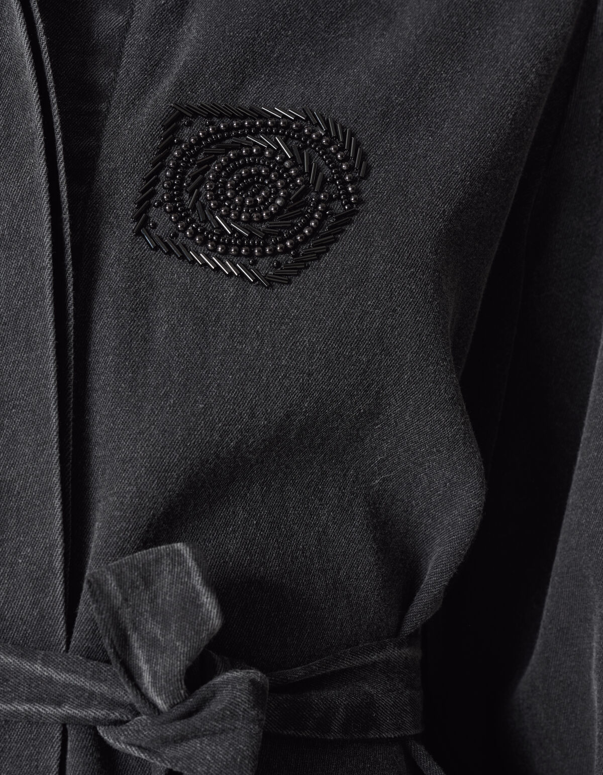 Perlenblumenbluse Dunkelgrau SHOEBY WOMEN