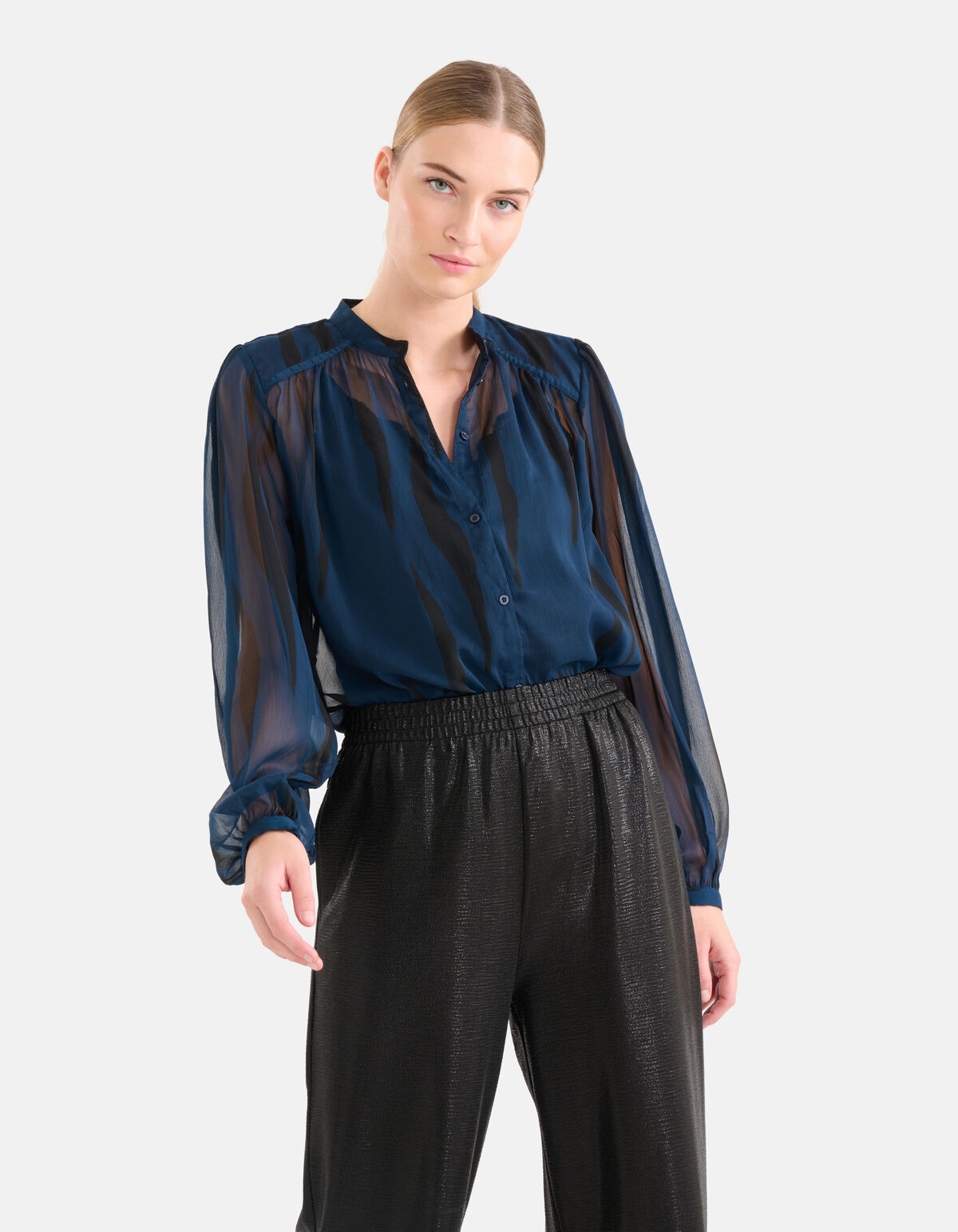 Bluse mit zweifarbigem Druck Dunkelblau SHOEBY WOMEN