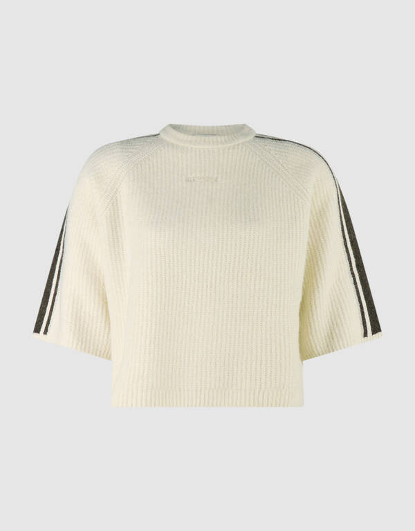 Gestreifte Kurzarm Pullover Ecru SHOEBY WOMEN