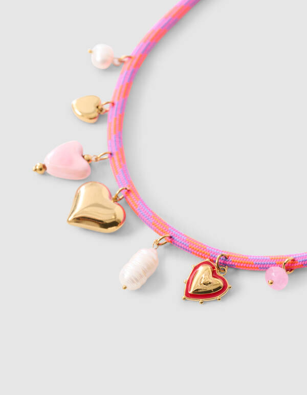 Herz Charme Halskette Rosa SHOEBY ACCESSOIRES