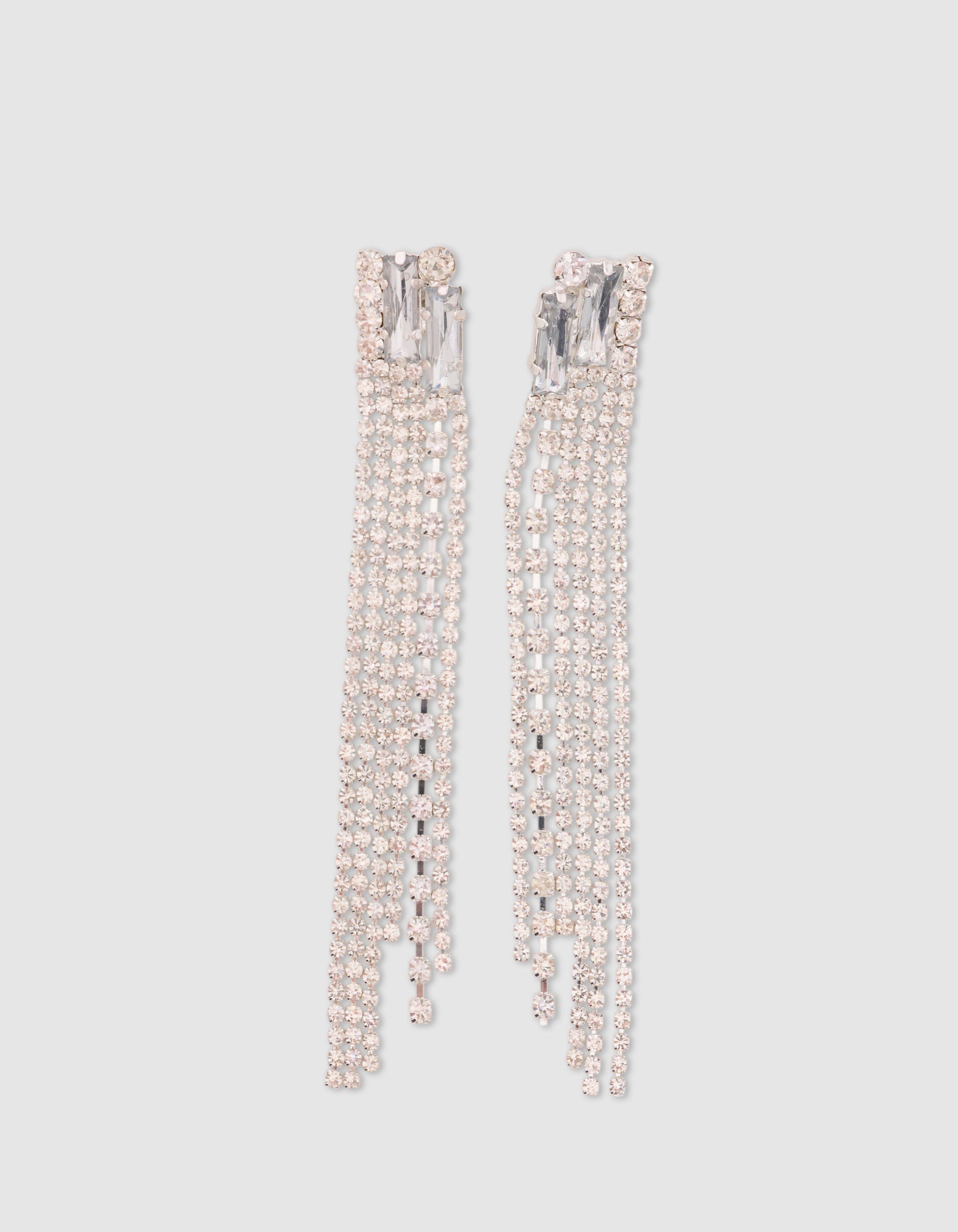 Lange Strass-Ohrringe aus Silber SHOEBY ACCESSOIRES