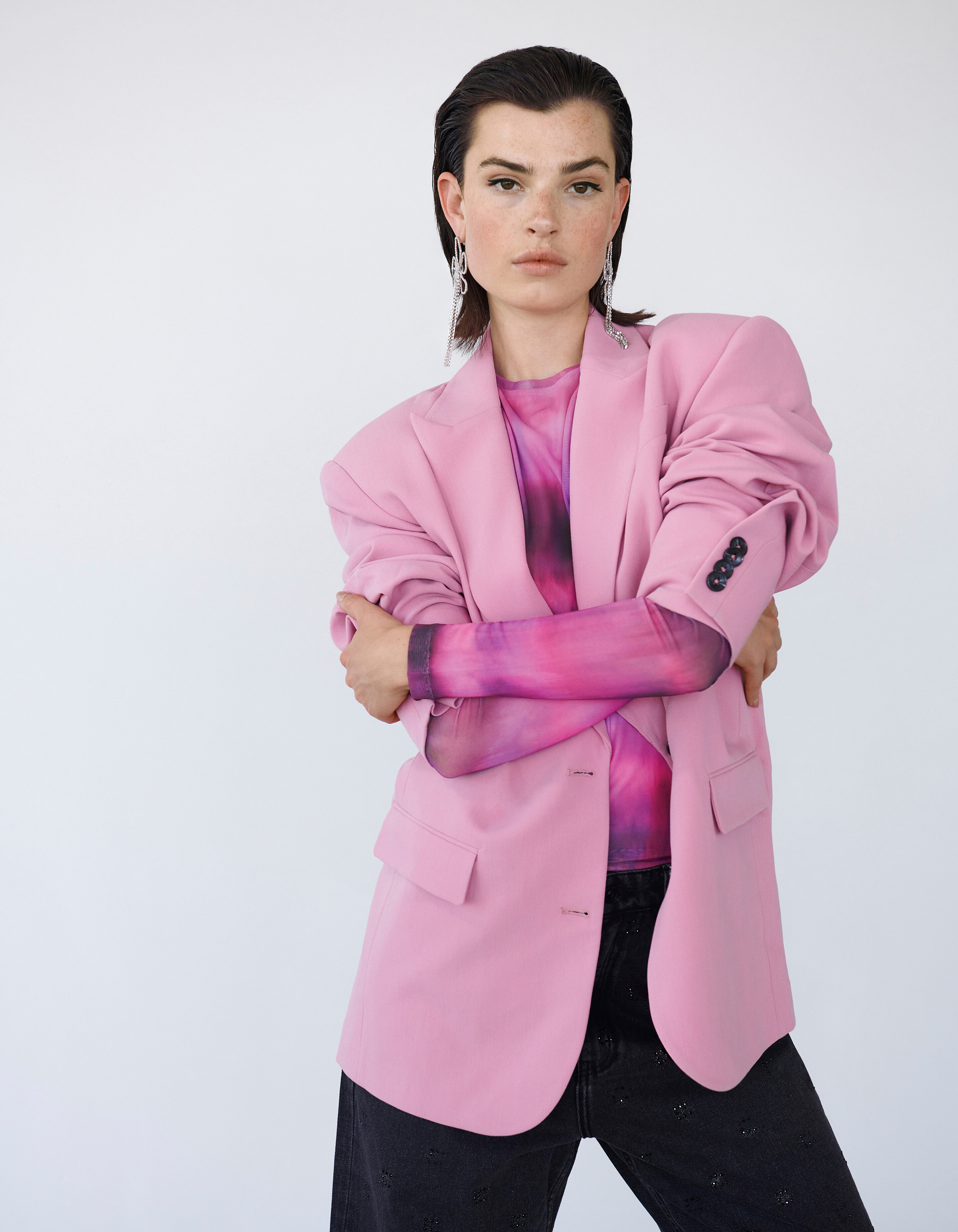 Blurry Stripe Mesh Top Pink SHOEBY WOMEN