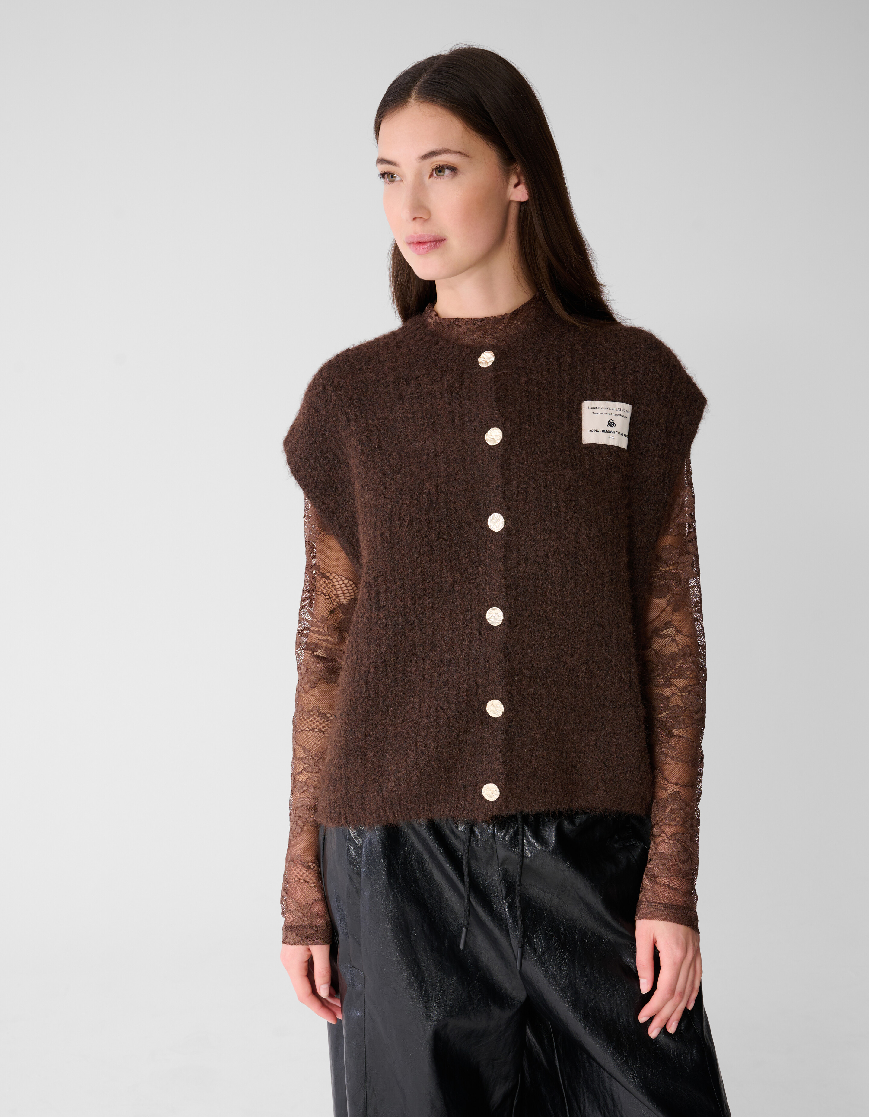 Hairy Button Gilet Dunkelbraun SHOEBY WOMEN