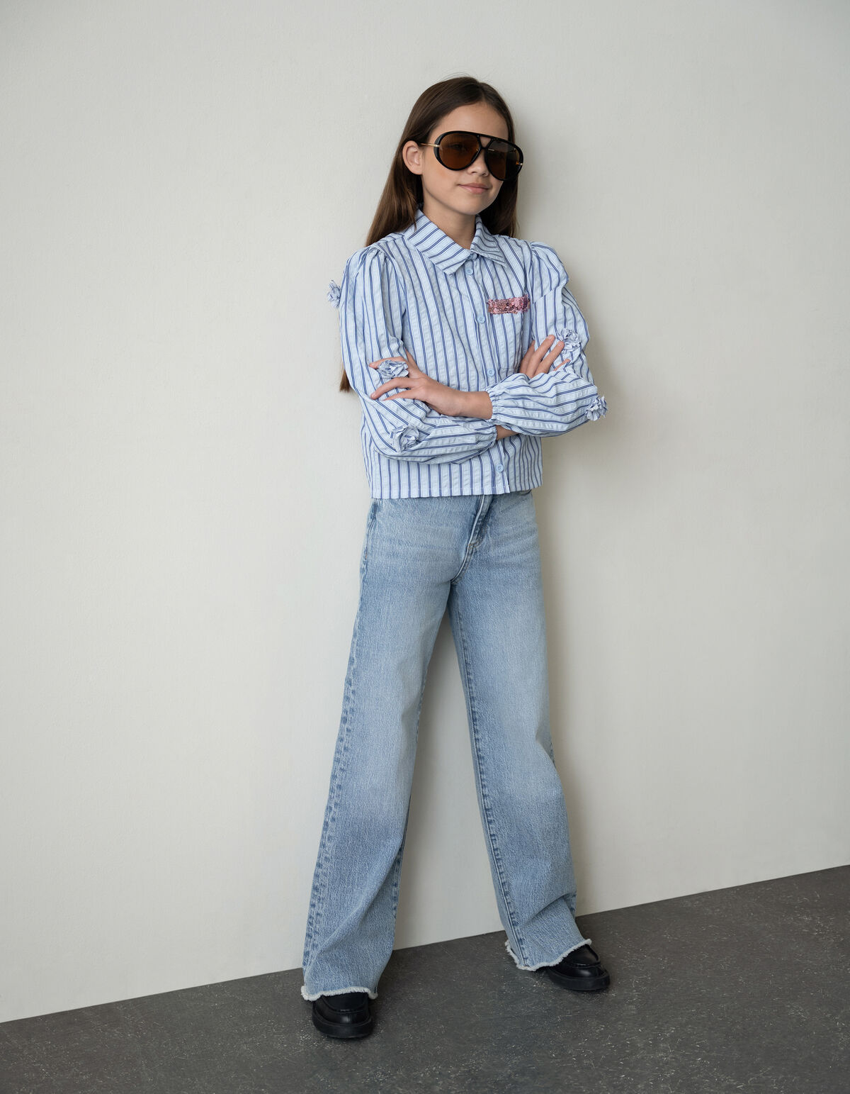 Wide Leg Fit Jeans Blau SHOEBY GIRLS