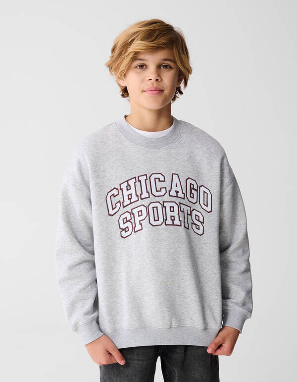 Chicago-Kunstdruck-Pullover, hellgrau SHOEBY BOYS