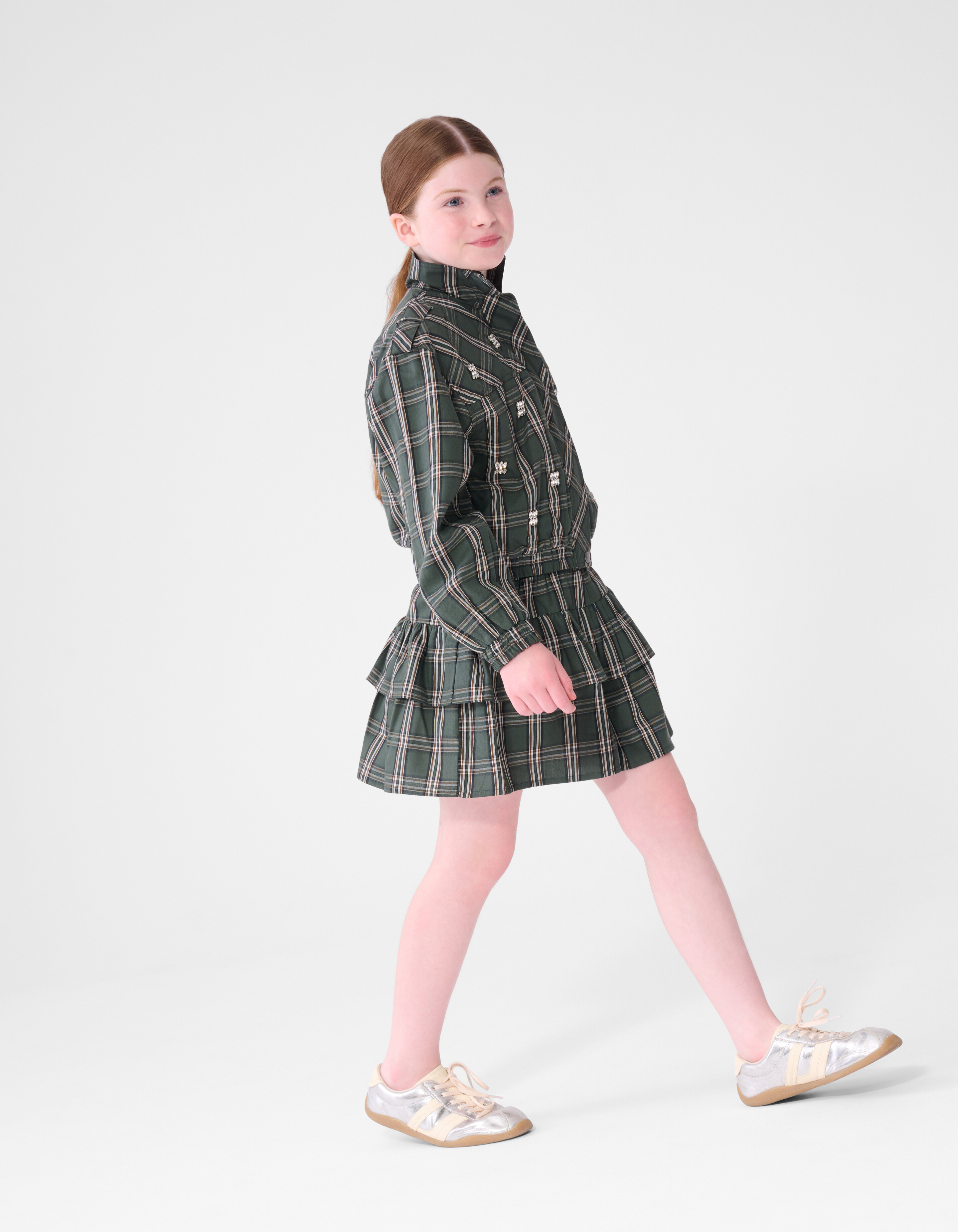 Verziertes Karomuster Bomer Dunkelgr&uuml;n SHOEBY GIRLS
