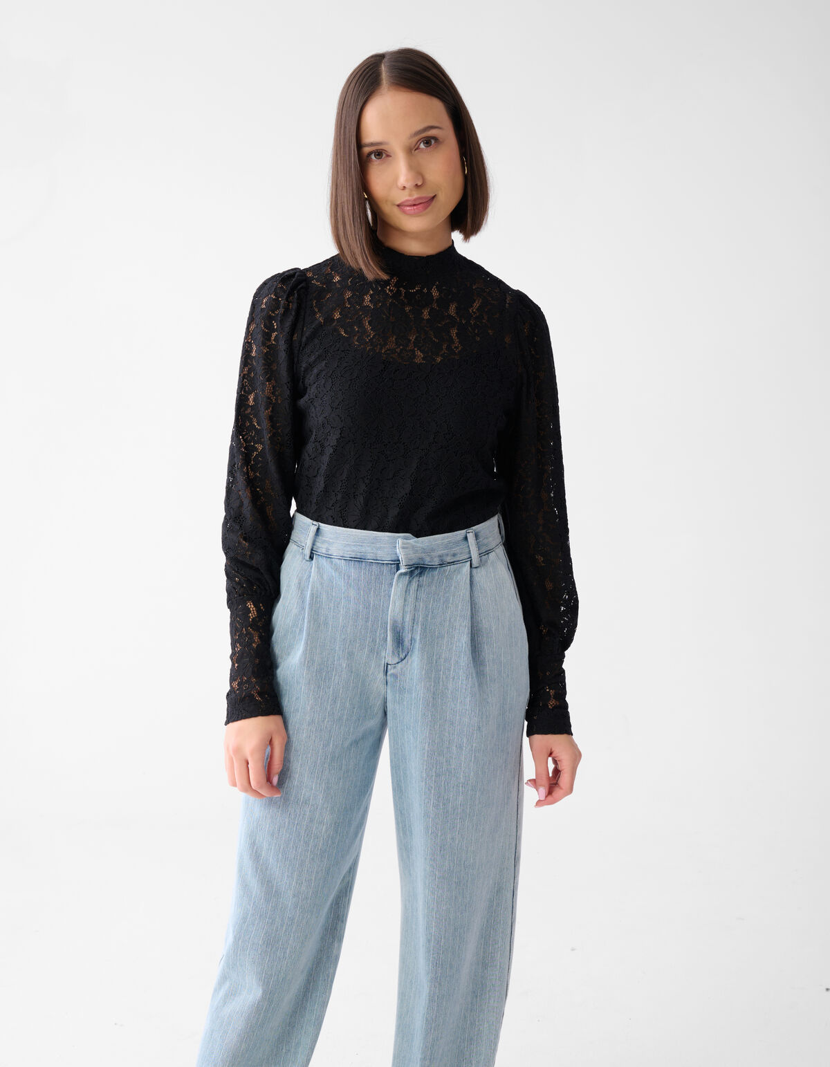 Zweifarbiges Spitzentop Schwarz SHOEBY WOMEN