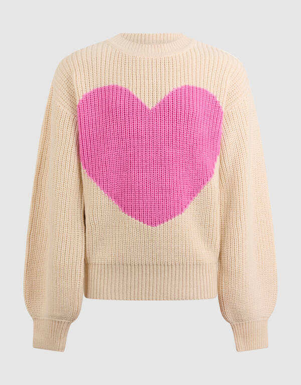 Pullover mit großem Herz Sand SHOEBY GIRLS