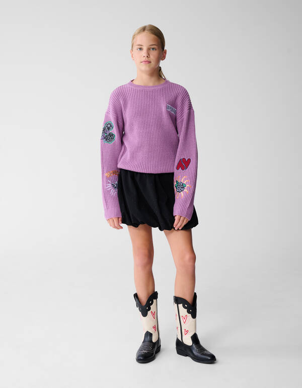 Bestickter Strickpullover Lila SHOEBY GIRLS