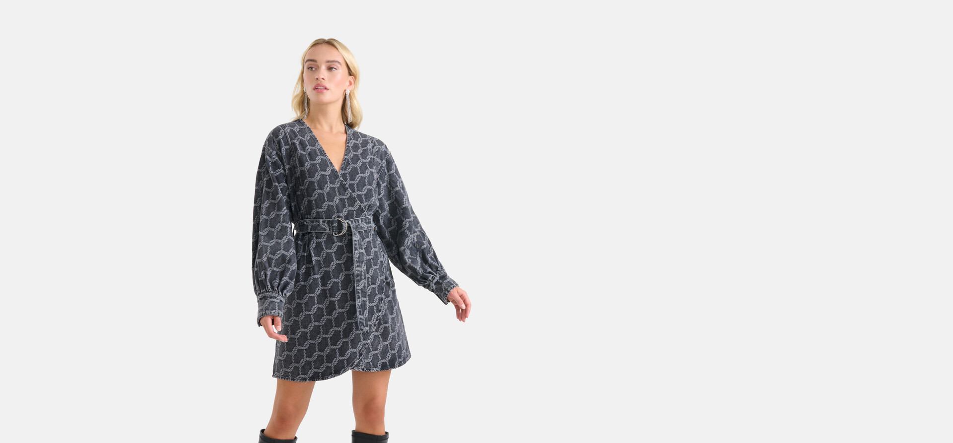 Jacquard-Denim-Kleid Schwarz SHOEBY WOMEN