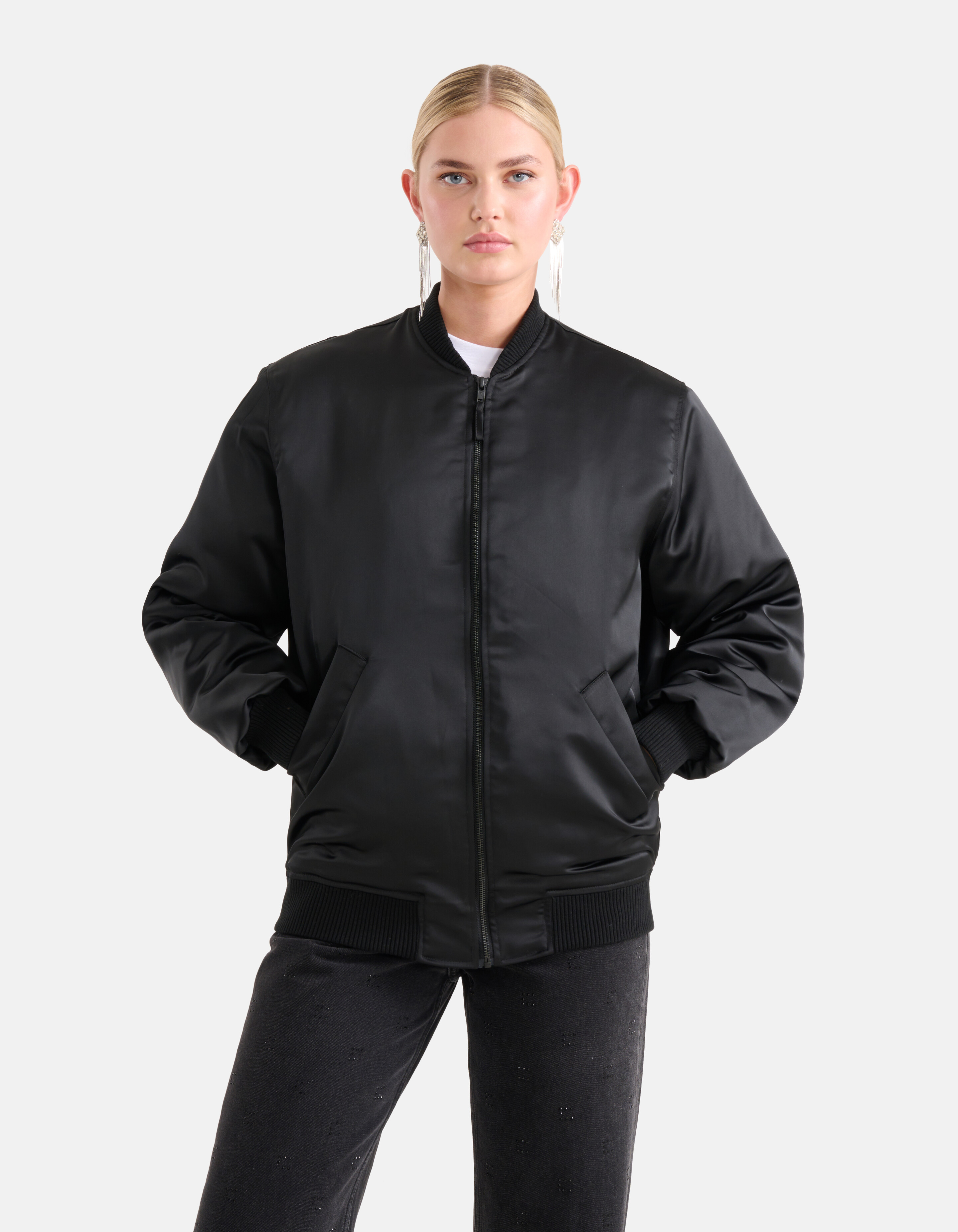 Satin Bomberjacke Schwarz SHOEBY WOMEN