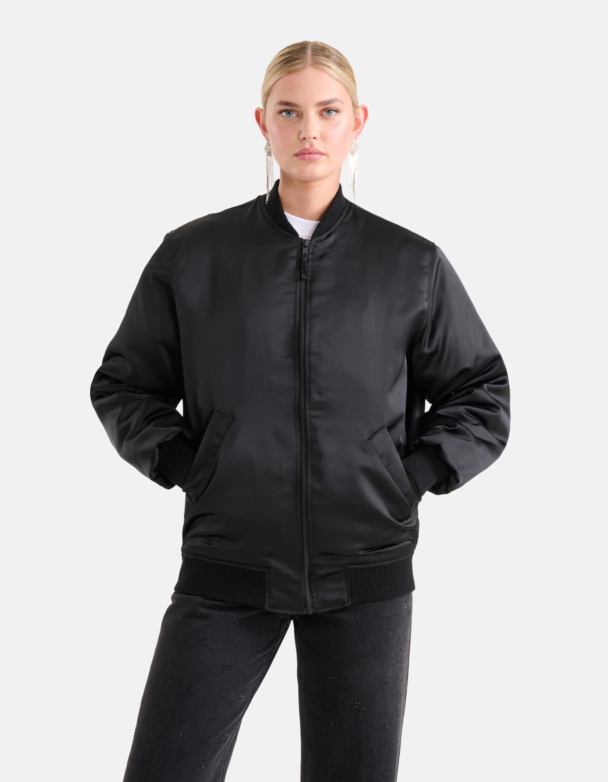 Satin Bomberjacke Schwarz SHOEBY WOMEN