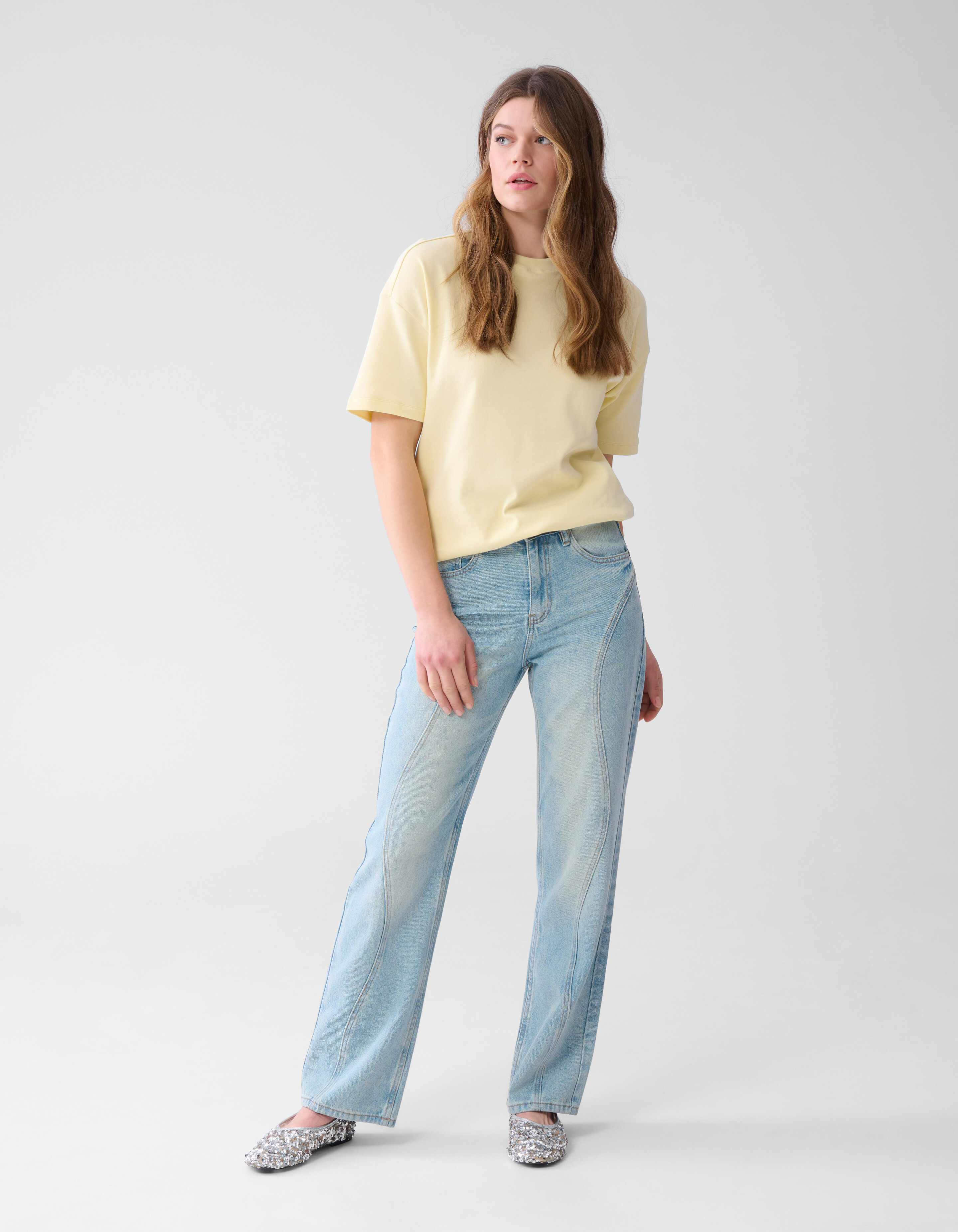 Übergroßes Basic-T-Shirt Hellgelb SHOEBY WOMEN
