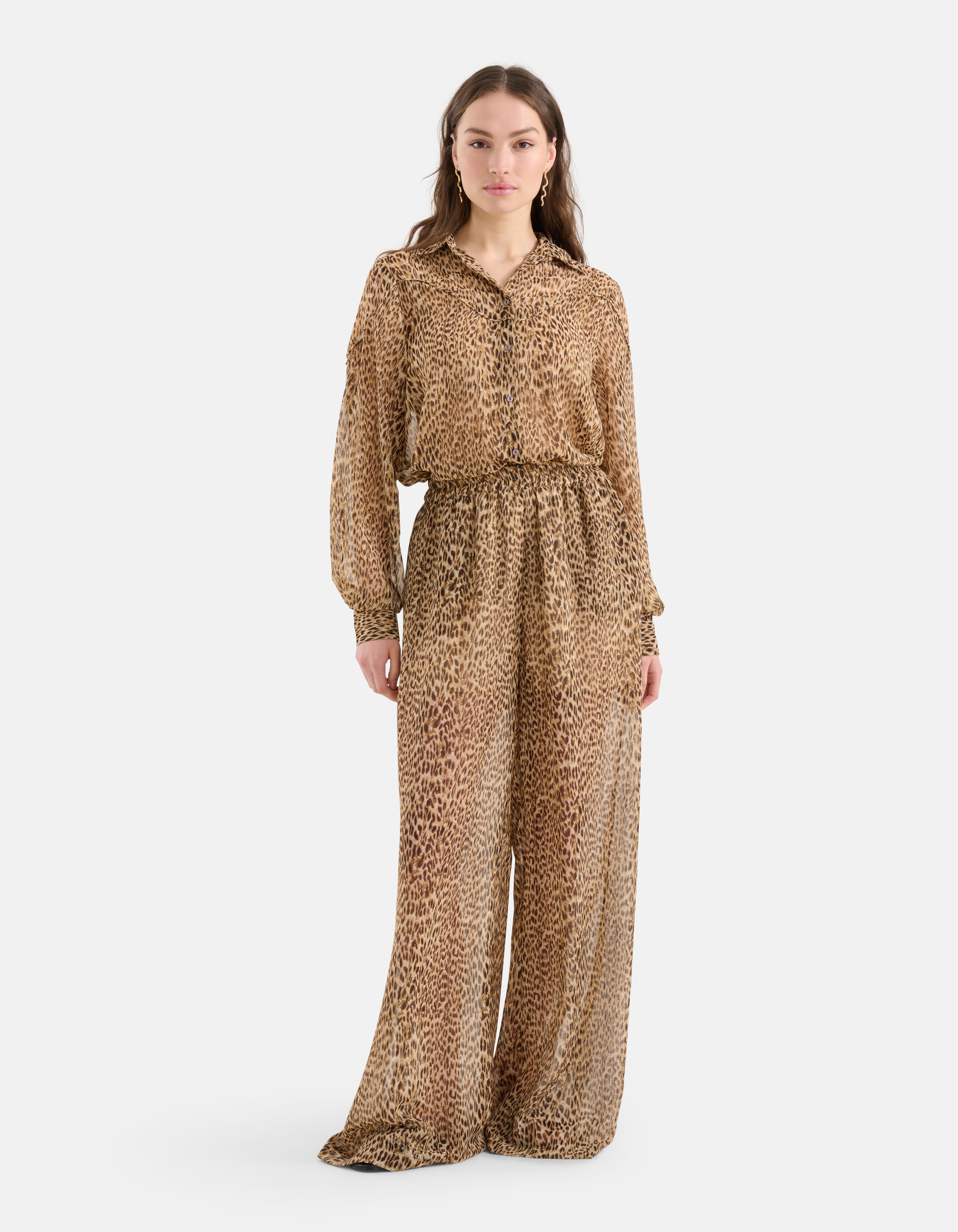 Gepard-Hose mit weitem Bein Braun SHOEBY WOMEN