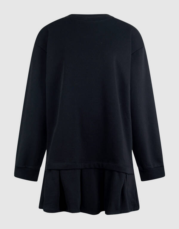 Oversized Sweatshirt-Kleid mit Rüschen Schwarz By SHOEBY WOMEN