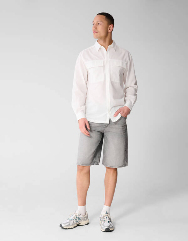 Seersucker Hemd Wei&szlig; SHOEBY MEN