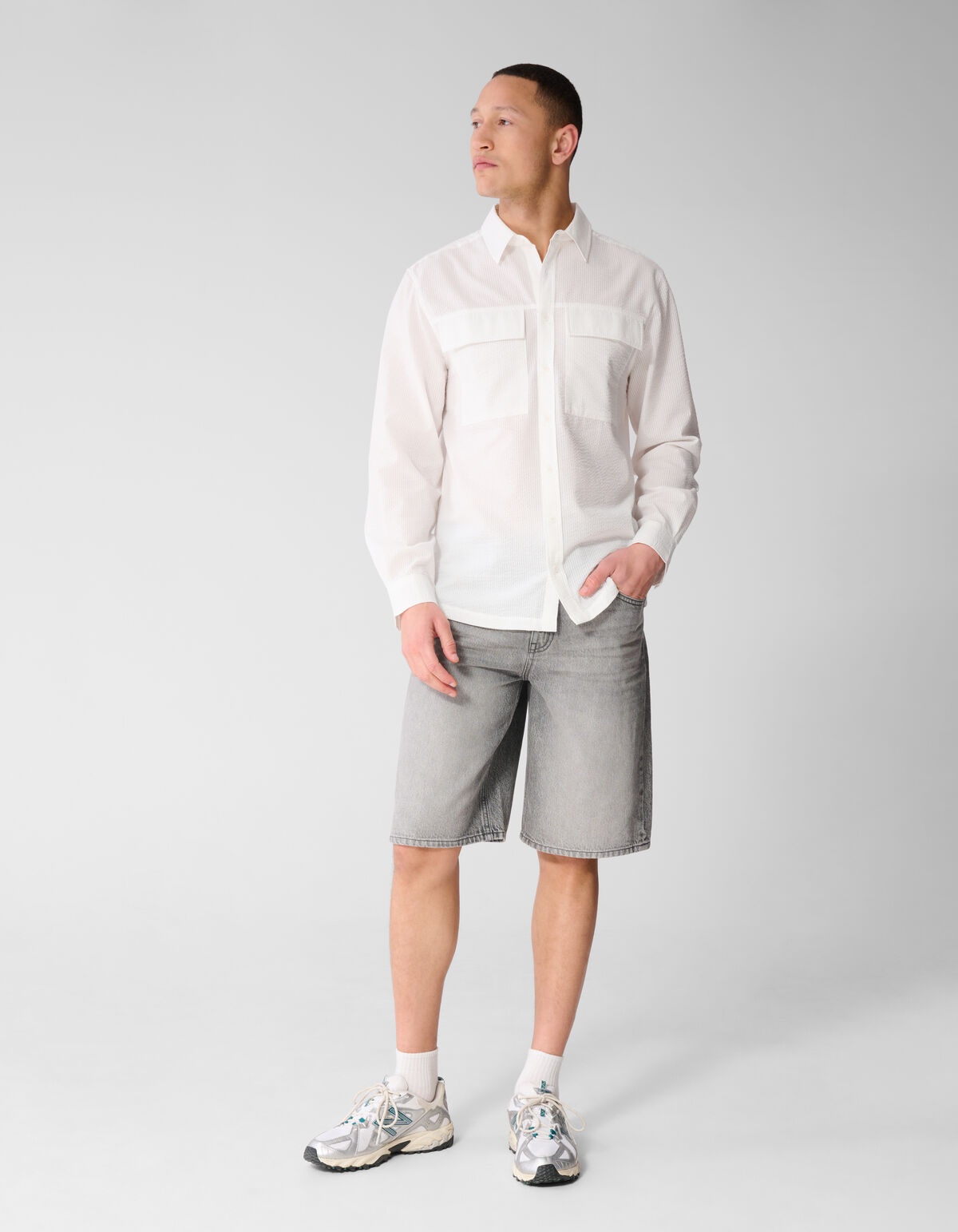Seersucker Hemd Wei&szlig; SHOEBY MEN