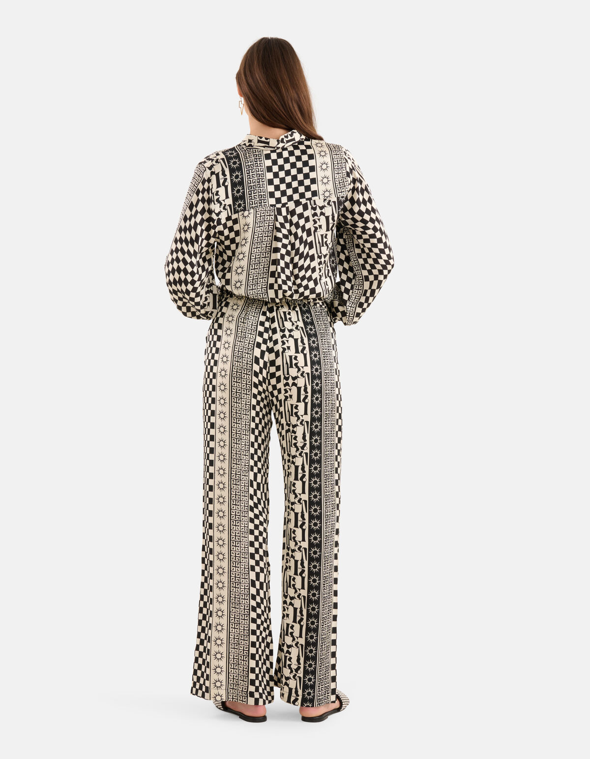 Bedruckte Hose schwarz/off-white SHOEBY WOMEN