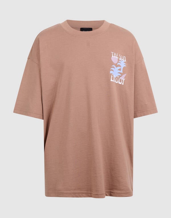 Oversized Sonnenkunst-T-Shirt Hellbraun SHOEBY BOYS