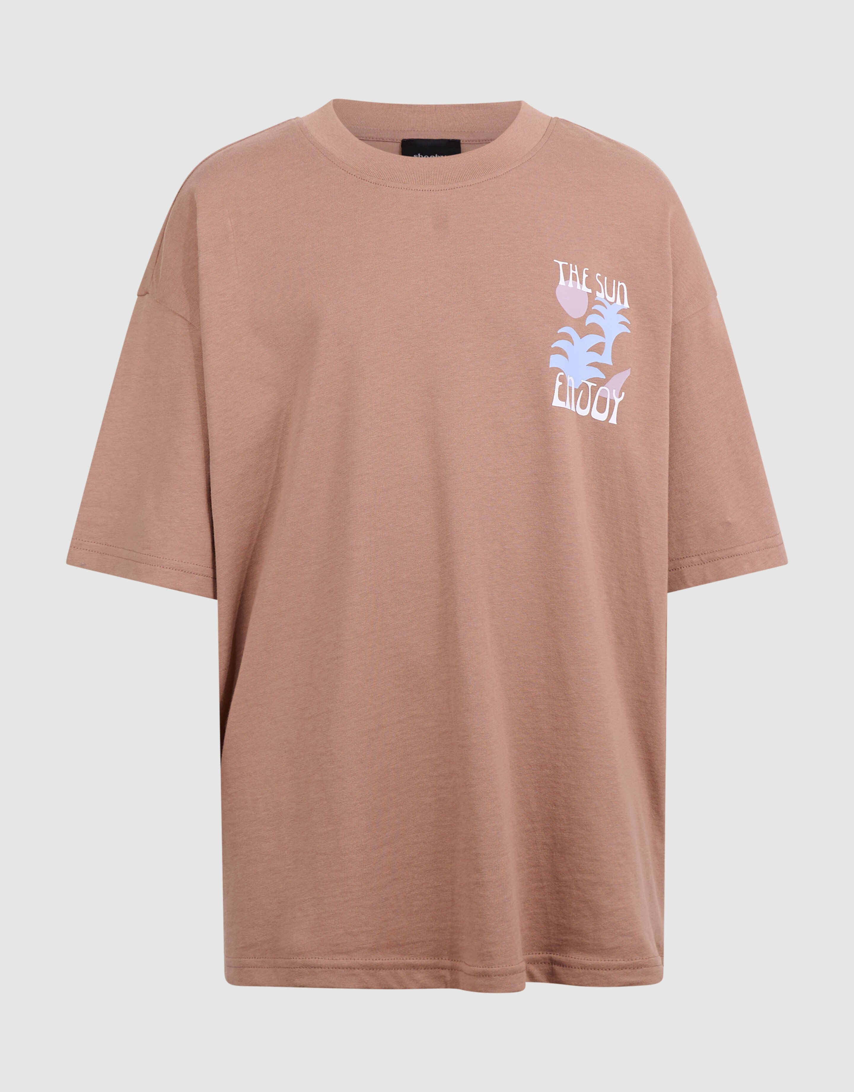 Oversized Sonnenkunst-T-Shirt Hellbraun SHOEBY BOYS