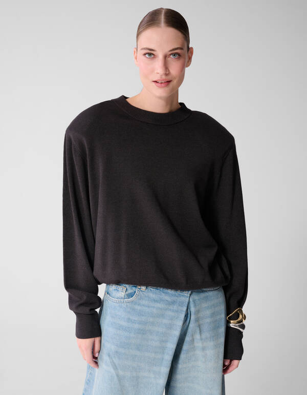 Shoulderpadded Strickpullover Dunkelgrau SHOEBY WOMEN