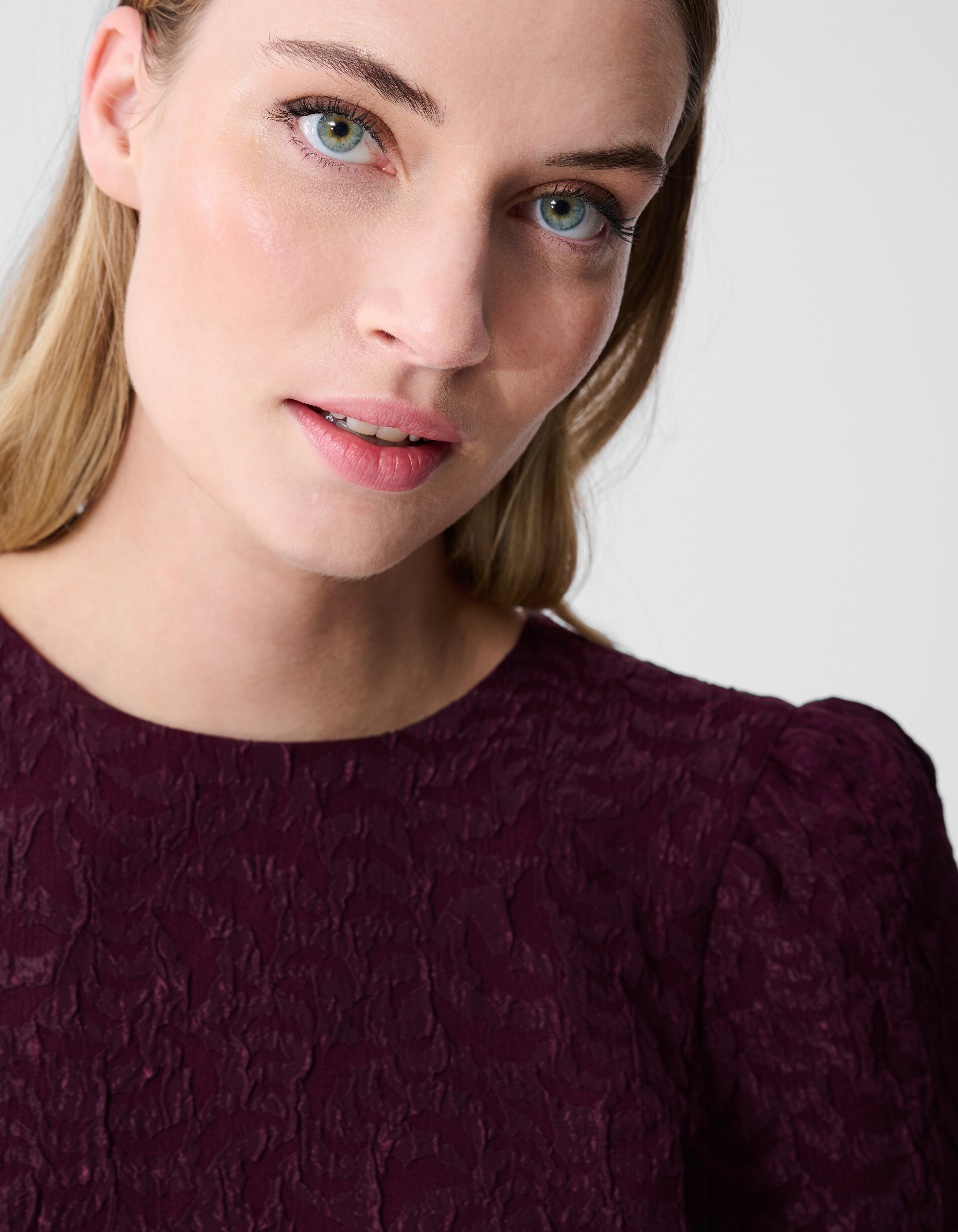 Jacquard Struktur Top Dunkelrot SHOEBY WOMEN