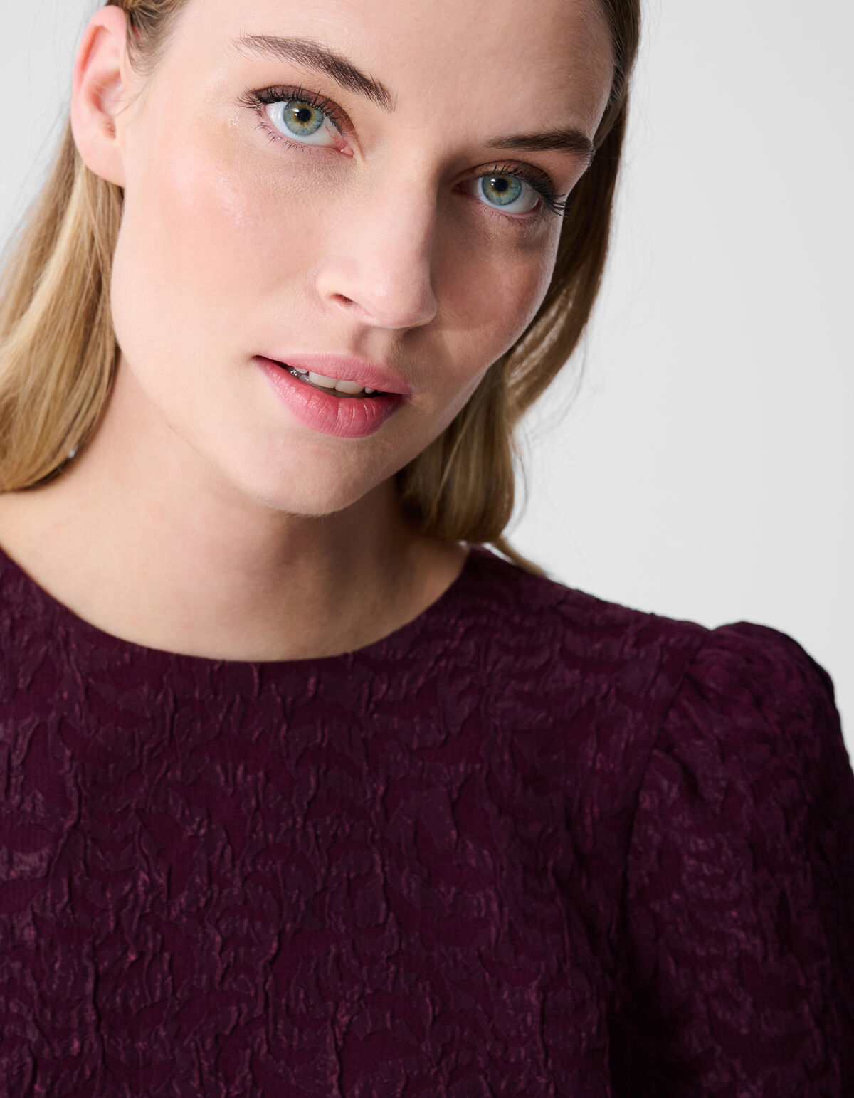 Jacquard Struktur Top Dunkelrot SHOEBY WOMEN
