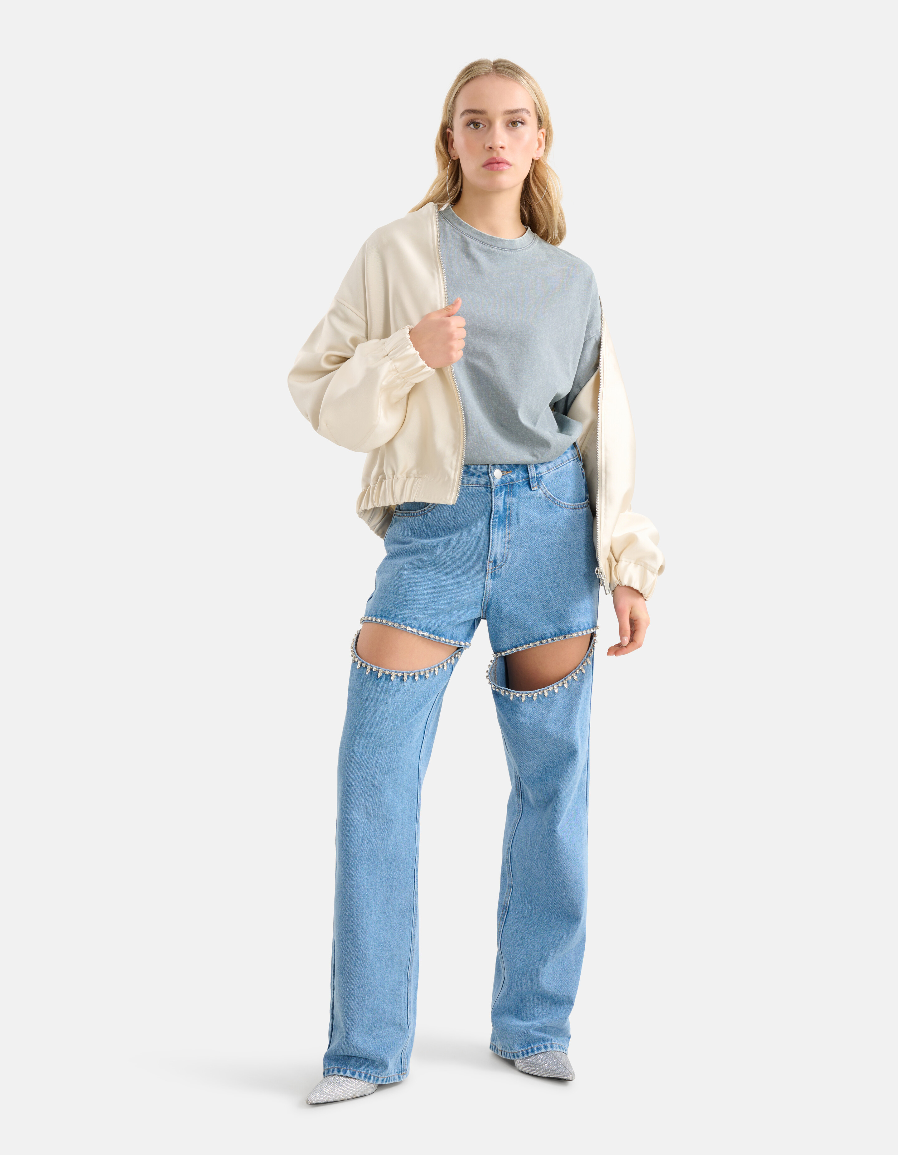 Gewaschenes T-shirt Hellgrau SHOEBY WOMEN