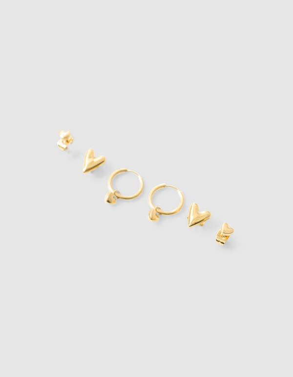 Herz Ohrringe Set Gold SHOEBY ACCESSOIRES