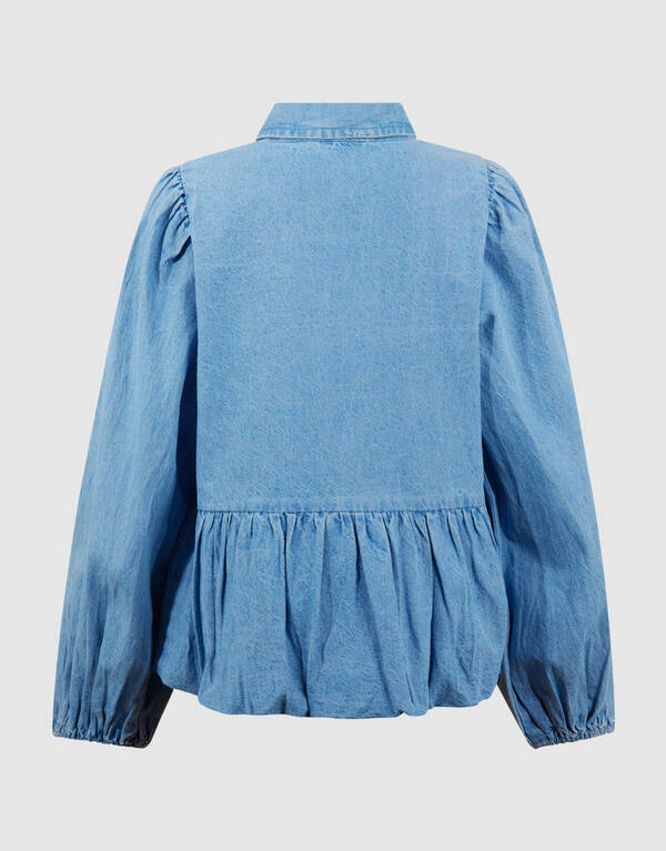 Denim Ballonfit Bluse Blau SHOEBY GIRLS